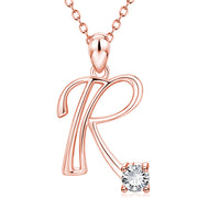 Personalized Rose Gold Rhinestone Letter Necklace for Women and Girls