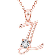 Personalized Rose Gold Rhinestone Letter Necklace for Women and Girls