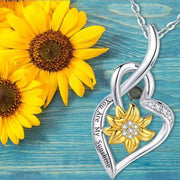 Sunflower Heart Pendant Necklace for Women