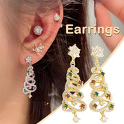 Christmas Sparkle: Colorful Zircon Tree Earrings