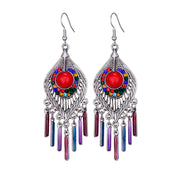 Long Alloy Crystal Earrings - Ethnic Style for Women