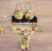 Multi Pattern High Waist Bikini Set