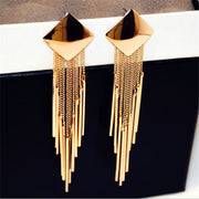 Chic Geometry: Popular Geometric Diamond Tassel Earrings for Effortless Elegance