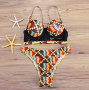 Multi Pattern High Waist Bikini Set