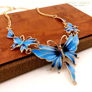 Butterfly Necklace and Earring Set with Shimmering Drops