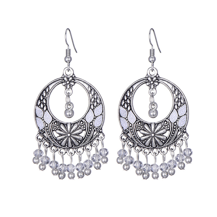 Long Alloy Crystal Earrings - Ethnic Style for Women