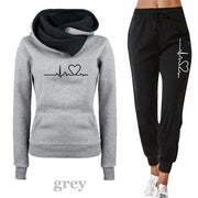 Women Tracksuit Pullovers Hoodies and Black Pants Autumn