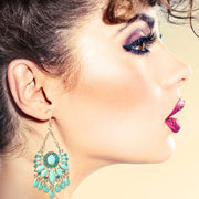 Sapphire Sophistication: Blue Diamond Acrylic Tassel Earrings for Glamorous Elegance