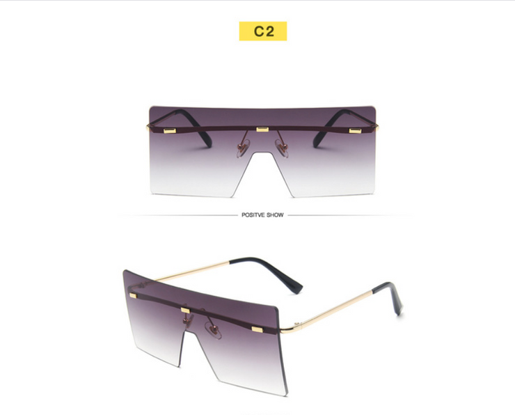 Large Frame Sunglasses Women's Square One-piece Sunglasses