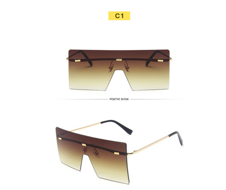 Large Frame Sunglasses Women's Square One-piece Sunglasses