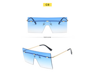 Large Frame Sunglasses Women's Square One-piece Sunglasses