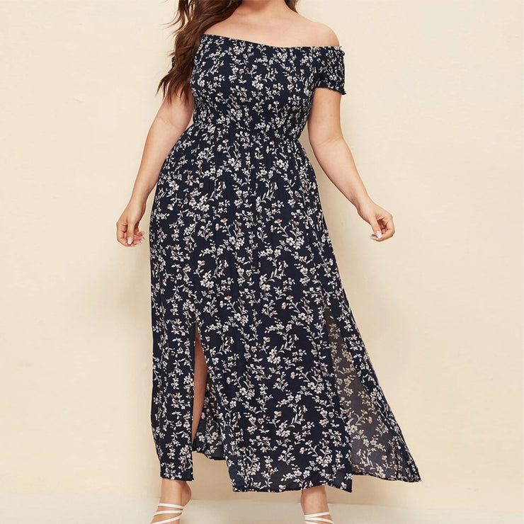 Off-the-shoulder One-neck Split Dress