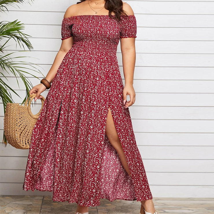 Off-the-shoulder One-neck Split Dress