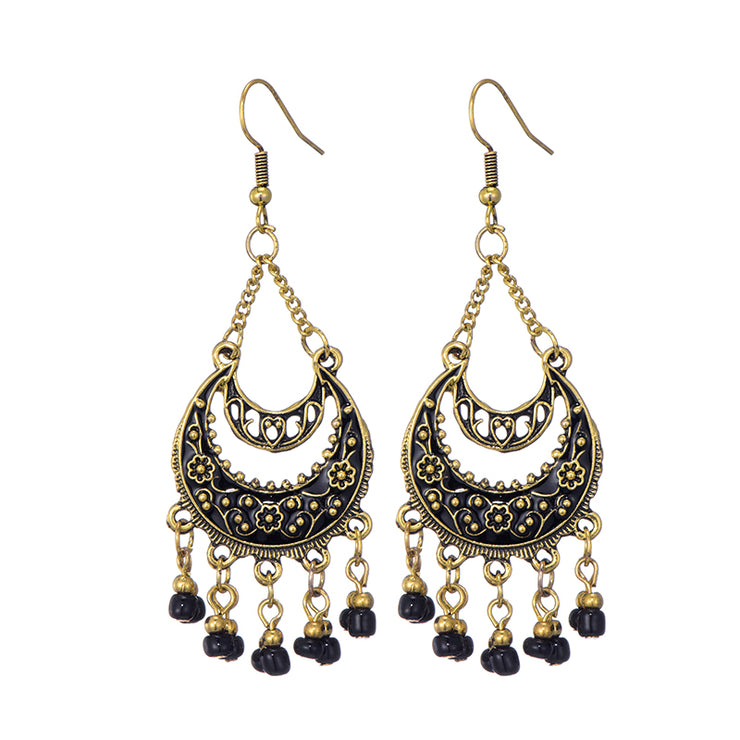 Long Alloy Crystal Earrings - Ethnic Style for Women