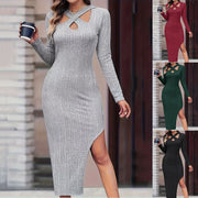 Elegance Redefined: Women's V-Neck Split Hip Dress for Chic Sophistication