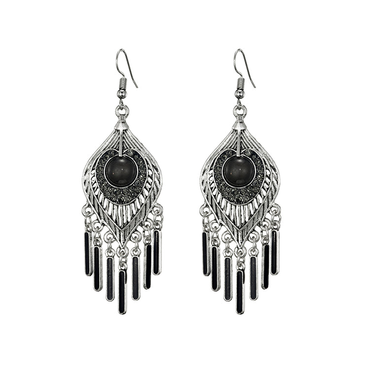 Long Alloy Crystal Earrings - Ethnic Style for Women