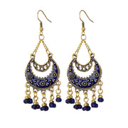 Long Alloy Crystal Earrings - Ethnic Style for Women