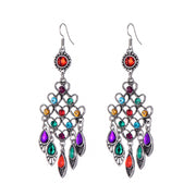 Long Alloy Crystal Earrings - Ethnic Style for Women