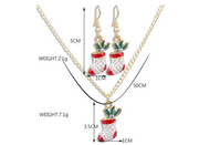 Festive Christmas Boots Necklace and Earrings Set