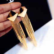 Chic Geometry: Popular Geometric Diamond Tassel Earrings for Effortless Elegance