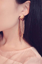 Chic Geometry: Popular Geometric Diamond Tassel Earrings for Effortless Elegance