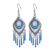 Long Alloy Crystal Earrings - Ethnic Style for Women