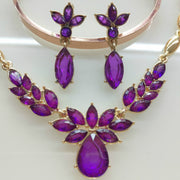 Gold-Plated Jewelry Set with Explosion Crystal Accents - Earrings and Necklace