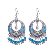 Long Alloy Crystal Earrings - Ethnic Style for Women