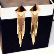 Chic Geometry: Popular Geometric Diamond Tassel Earrings for Effortless Elegance