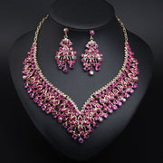 Artistic Crystal Collarbone Necklace and Earring Set