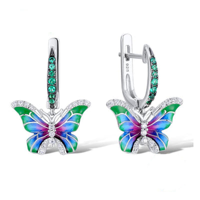 Seven Color Glue Butterfly Enamel Painted Jewelry Set - Artistic Elegance