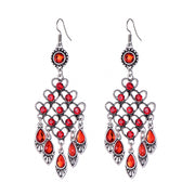 Long Alloy Crystal Earrings - Ethnic Style for Women