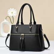 Chic & Practical: Large Capacity Soft Leather Tassel Shoulder Bag - Versatile Style for Every Occasion