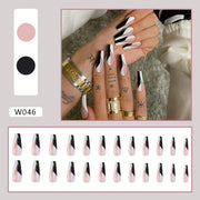 Elegance in Every Detail: Long Ballet Fake Nails with Nail Stickers for Expressive Glam