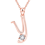 Personalized Rose Gold Rhinestone Letter Necklace for Women and Girls