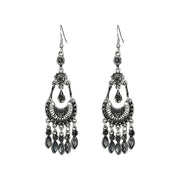 Long Alloy Crystal Earrings - Ethnic Style for Women