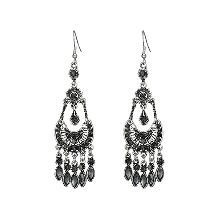 Long Alloy Crystal Earrings - Ethnic Style for Women