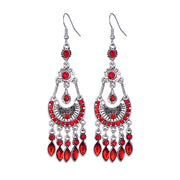 Long Alloy Crystal Earrings - Ethnic Style for Women