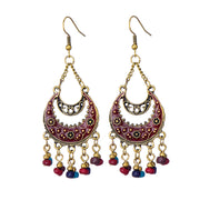 Long Alloy Crystal Earrings - Ethnic Style for Women