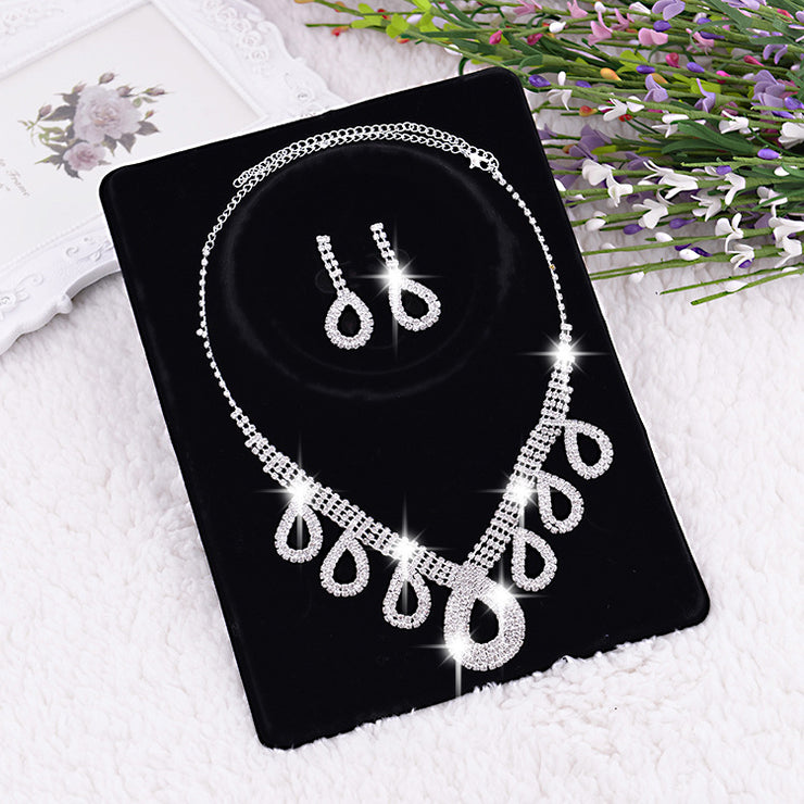 Celestial Elegance: 2021 Korean Wedding Jewelry Set (Necklace + Earrings)