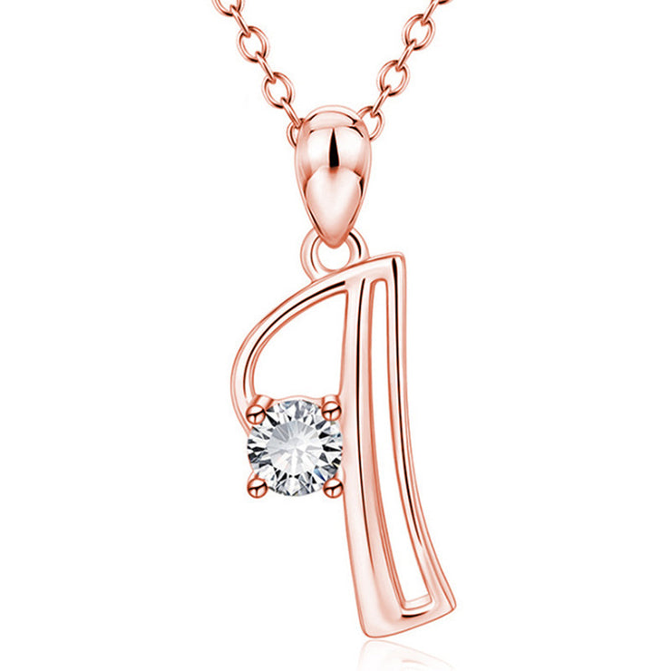 Personalized Rose Gold Rhinestone Letter Necklace for Women and Girls