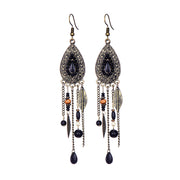 Long Alloy Crystal Earrings - Ethnic Style for Women