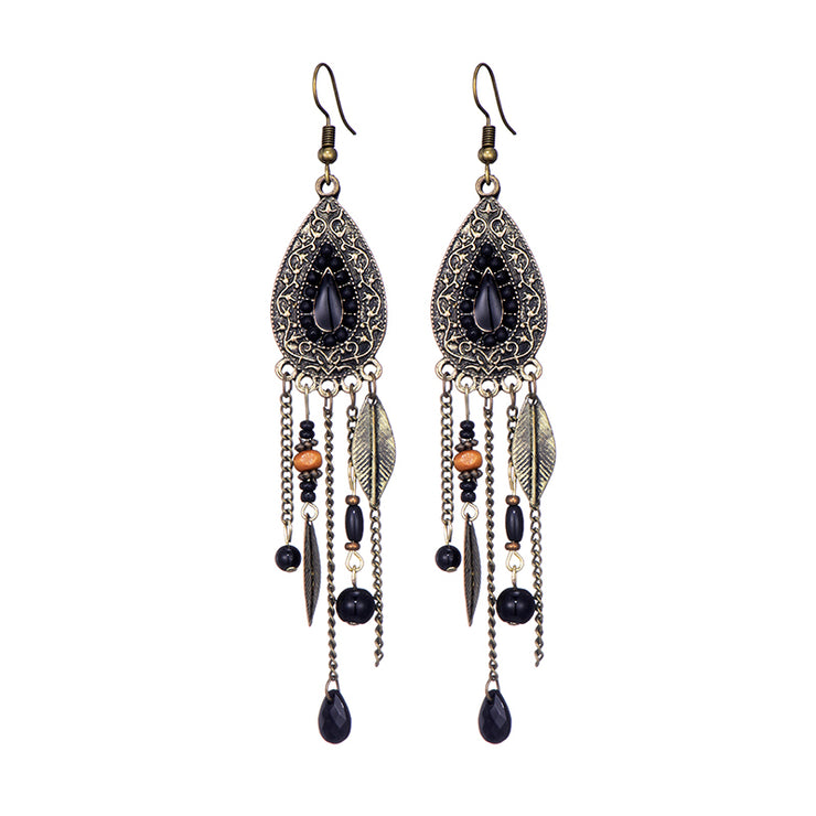 Long Alloy Crystal Earrings - Ethnic Style for Women