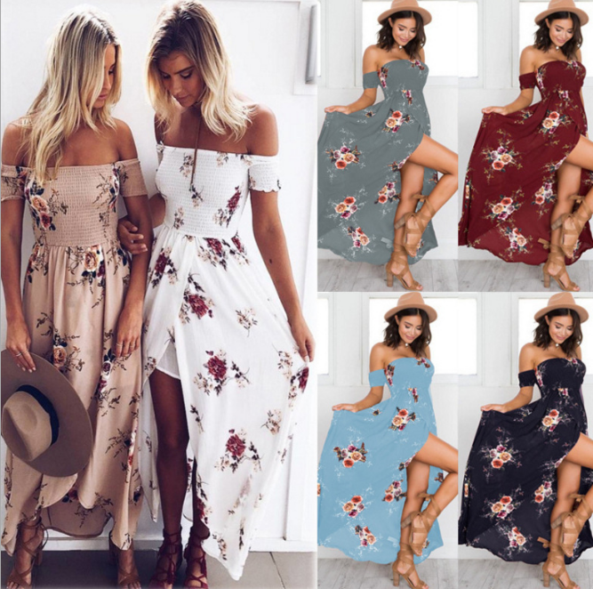 Boho Bliss: Long Dress for Women with Off-Shoulder Elegance - Perfect Beach Summer Dresses