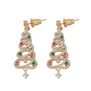 Christmas Sparkle: Colorful Zircon Tree Earrings