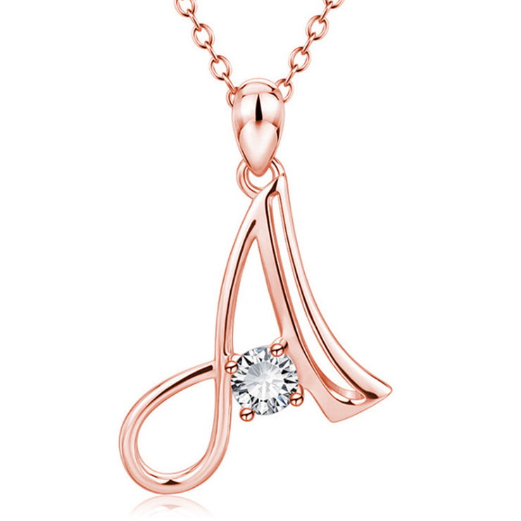 Personalized Rose Gold Rhinestone Letter Necklace for Women and Girls