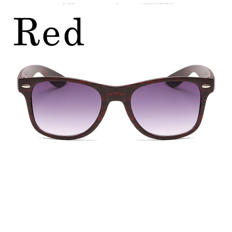 Square Frame Retro Wood Grain Sunglasses