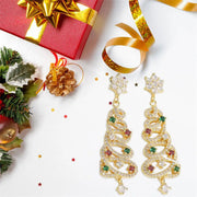 Christmas Sparkle: Colorful Zircon Tree Earrings