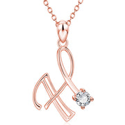 Personalized Rose Gold Rhinestone Letter Necklace for Women and Girls