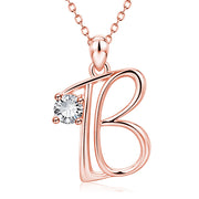 Personalized Rose Gold Rhinestone Letter Necklace for Women and Girls